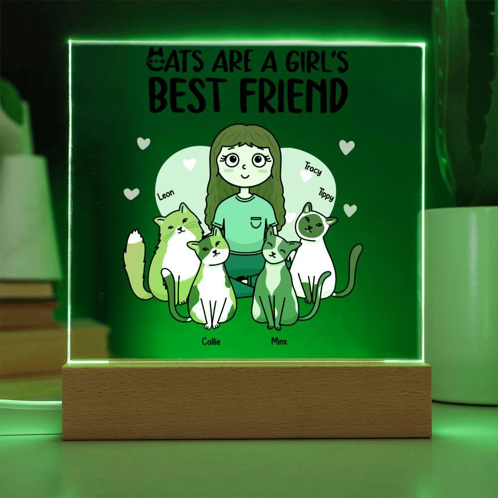 Cats are a Girl's Bet Friend Personalized Acrylic Plaque - Mallard Moon Gift Shop