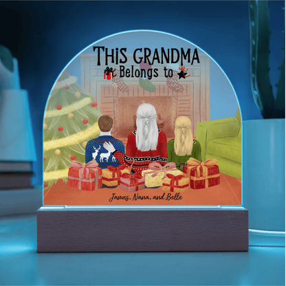 Celebrate Grandma's Love with a Heartfelt Personalized Christmas Gift from Grandkids - Dome-Shaped Acrylic Plaque - Mallard Moon Gift Shop
