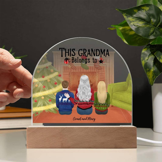 Celebrate Grandma's Love with a Heartfelt Personalized Christmas Gift from Grandkids - Dome-Shaped Acrylic Plaque - Mallard Moon Gift Shop