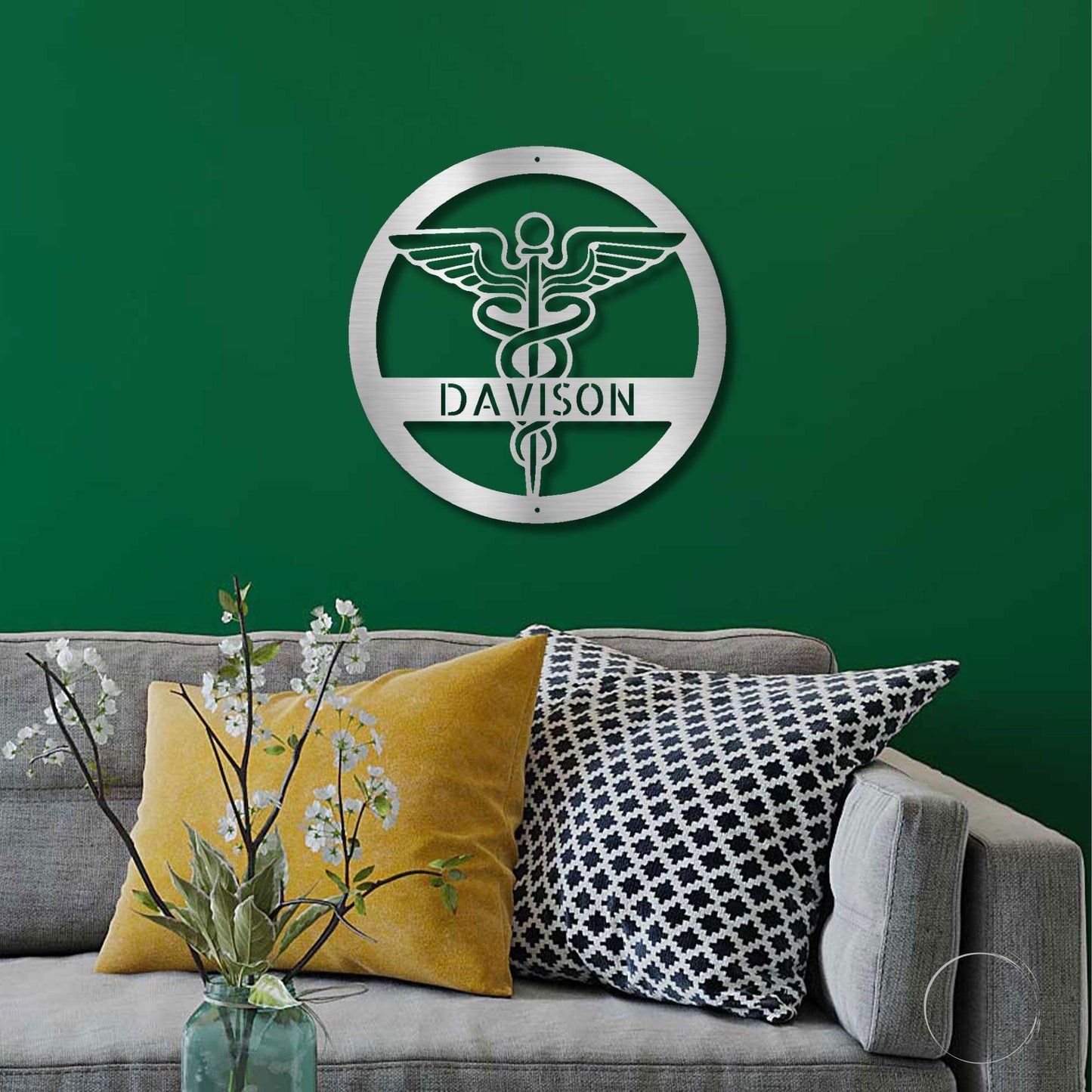Celebrate Nursing Excellence: Personalized Caduceus Steel Wall Sign for Healthcare Heroes - Mallard Moon Gift Shop
