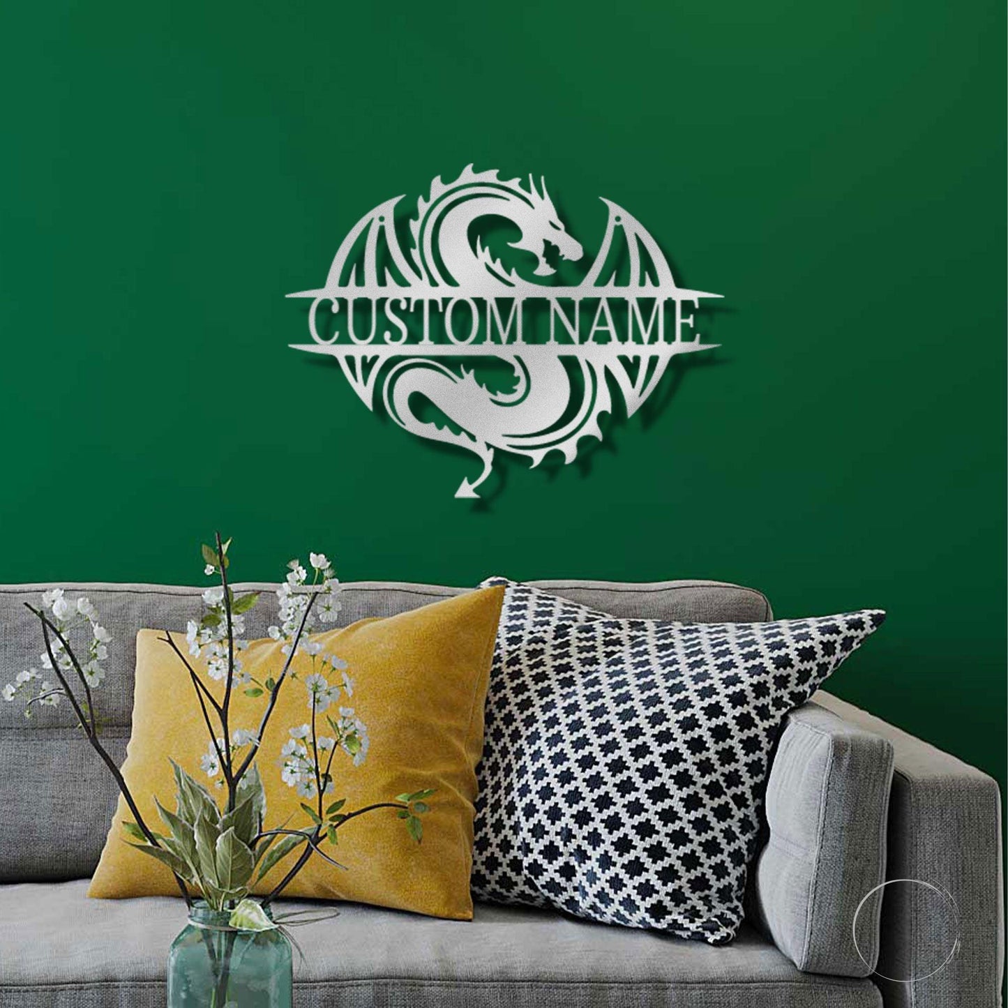 Celtic Dragon Monogram Personalized Name Indoor Outdoor Steel Wall Sign Metal Art - Mallard Moon Gift Shop