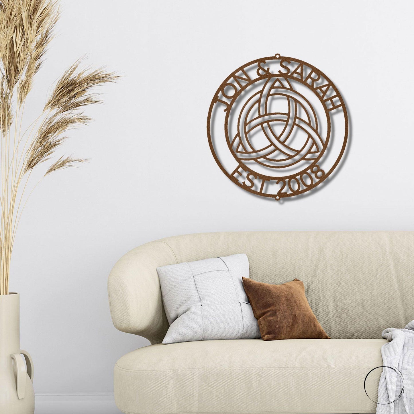 Celtic Knot Ring Monogram Personalized Name Indoor Outdoor Steel Wall Sign Metal Art - Mallard Moon Gift Shop