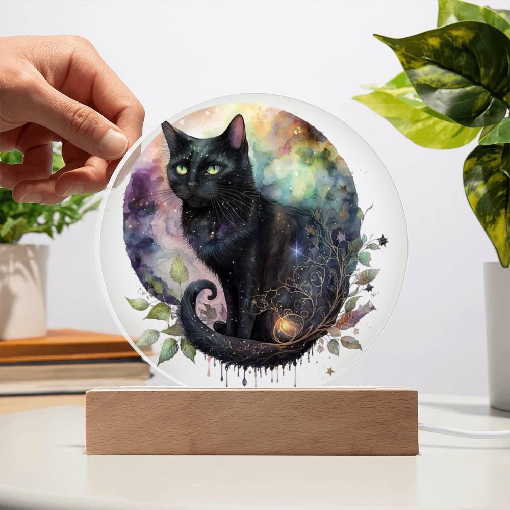 Charming Night Prowler: Black Cat Acrylic Display - Mallard Moon Gift Shop