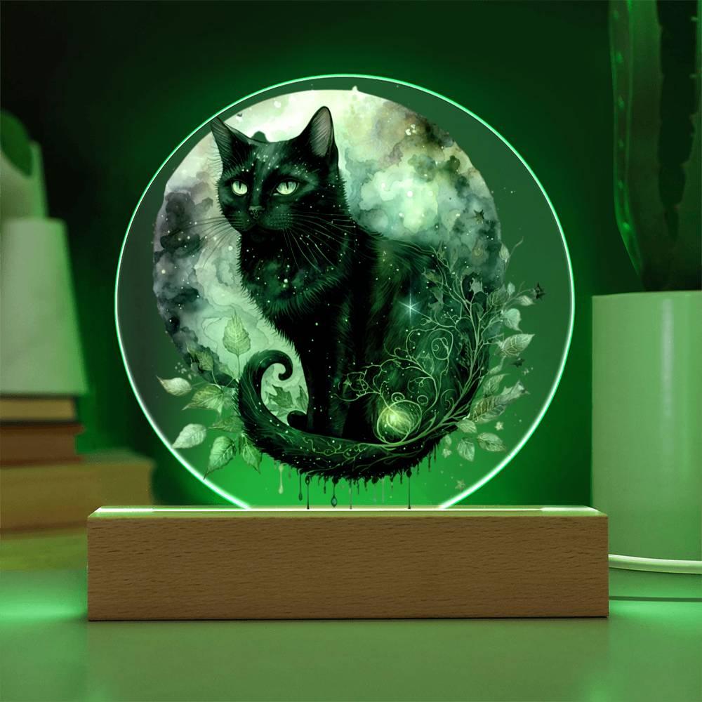 Charming Night Prowler: Black Cat Acrylic Display - Mallard Moon Gift Shop