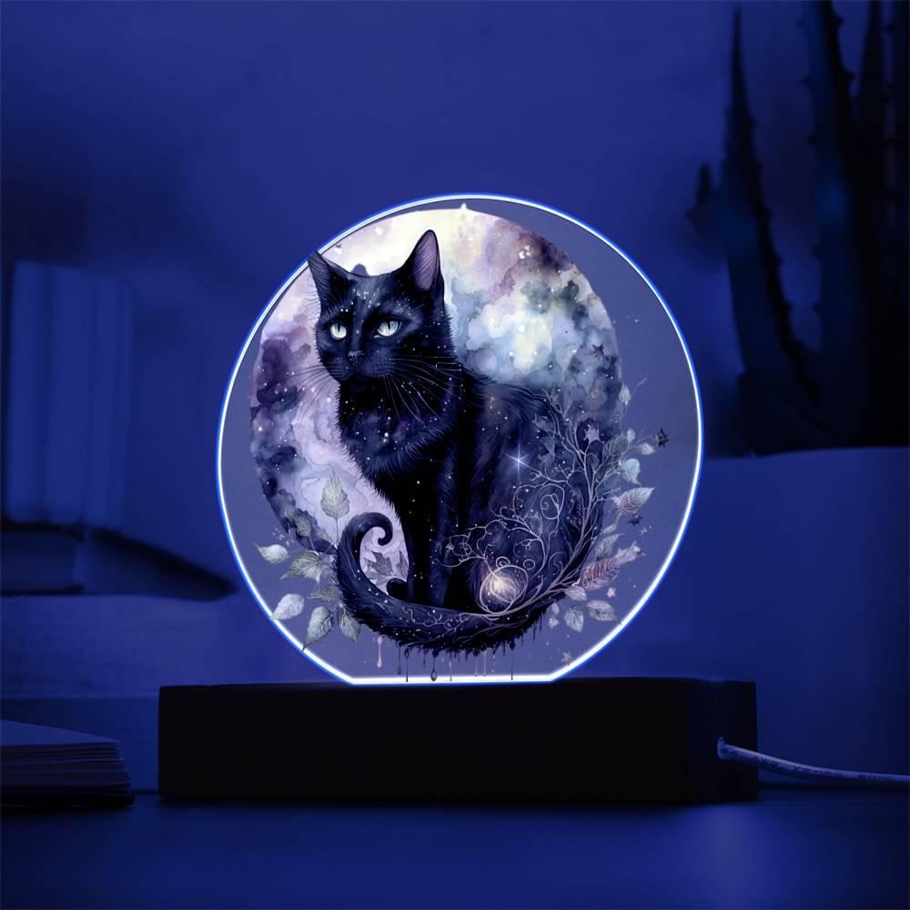 Charming Night Prowler: Black Cat Acrylic Display - Mallard Moon Gift Shop