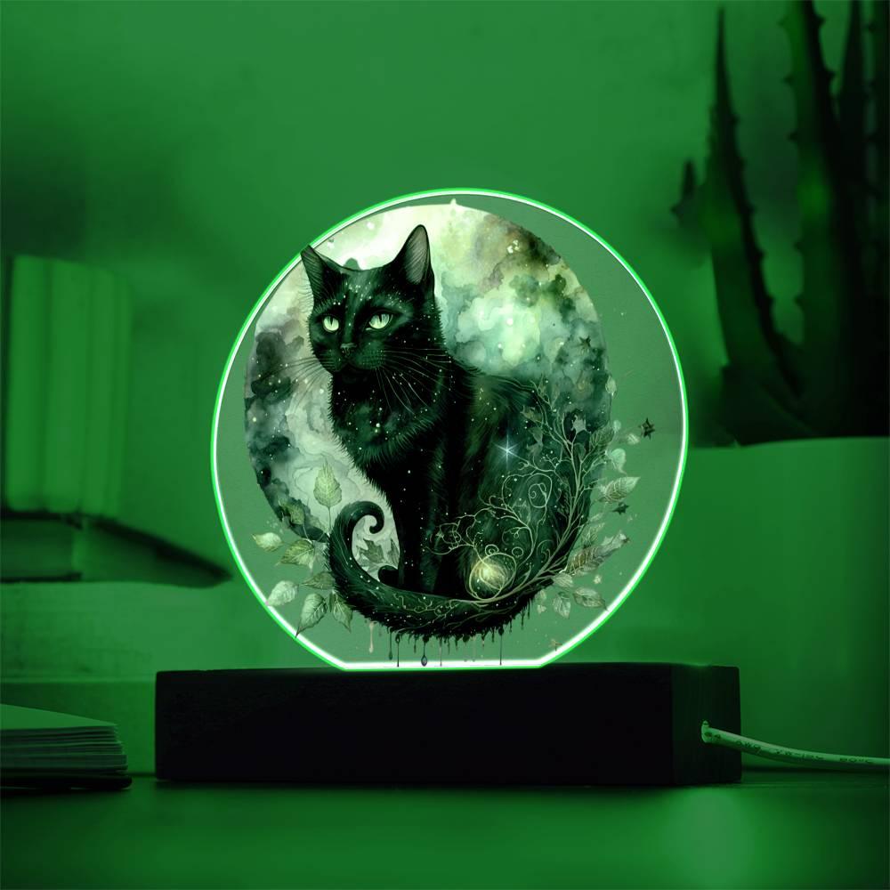 Charming Night Prowler: Black Cat Acrylic Display - Mallard Moon Gift Shop