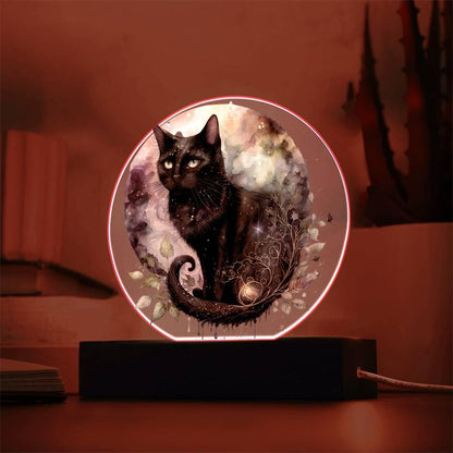 Charming Night Prowler: Black Cat Acrylic Display - Mallard Moon Gift Shop