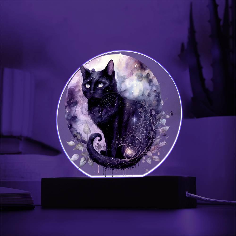 Charming Night Prowler: Black Cat Acrylic Display - Mallard Moon Gift Shop