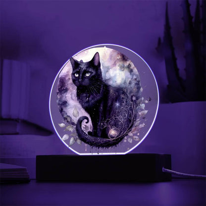 Charming Night Prowler: Black Cat Acrylic Display - Mallard Moon Gift Shop