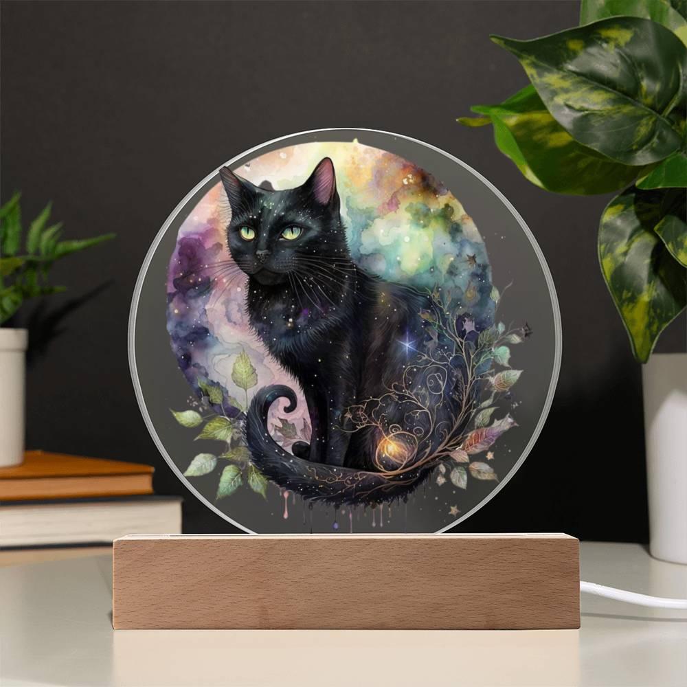 Charming Night Prowler: Black Cat Acrylic Display - Mallard Moon Gift Shop