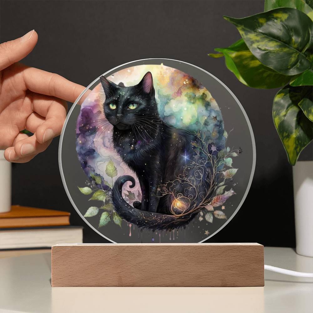 Charming Night Prowler: Black Cat Acrylic Display - Mallard Moon Gift Shop