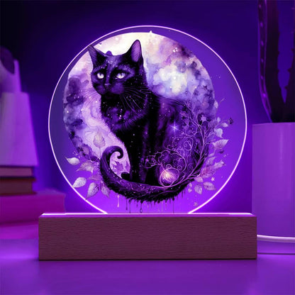 Charming Night Prowler: Black Cat Acrylic Display - Mallard Moon Gift Shop