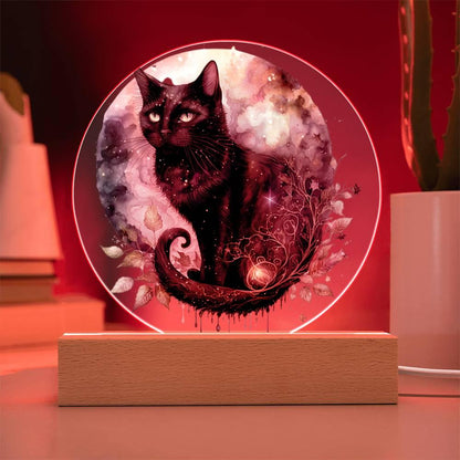 Charming Night Prowler: Black Cat Acrylic Display - Mallard Moon Gift Shop