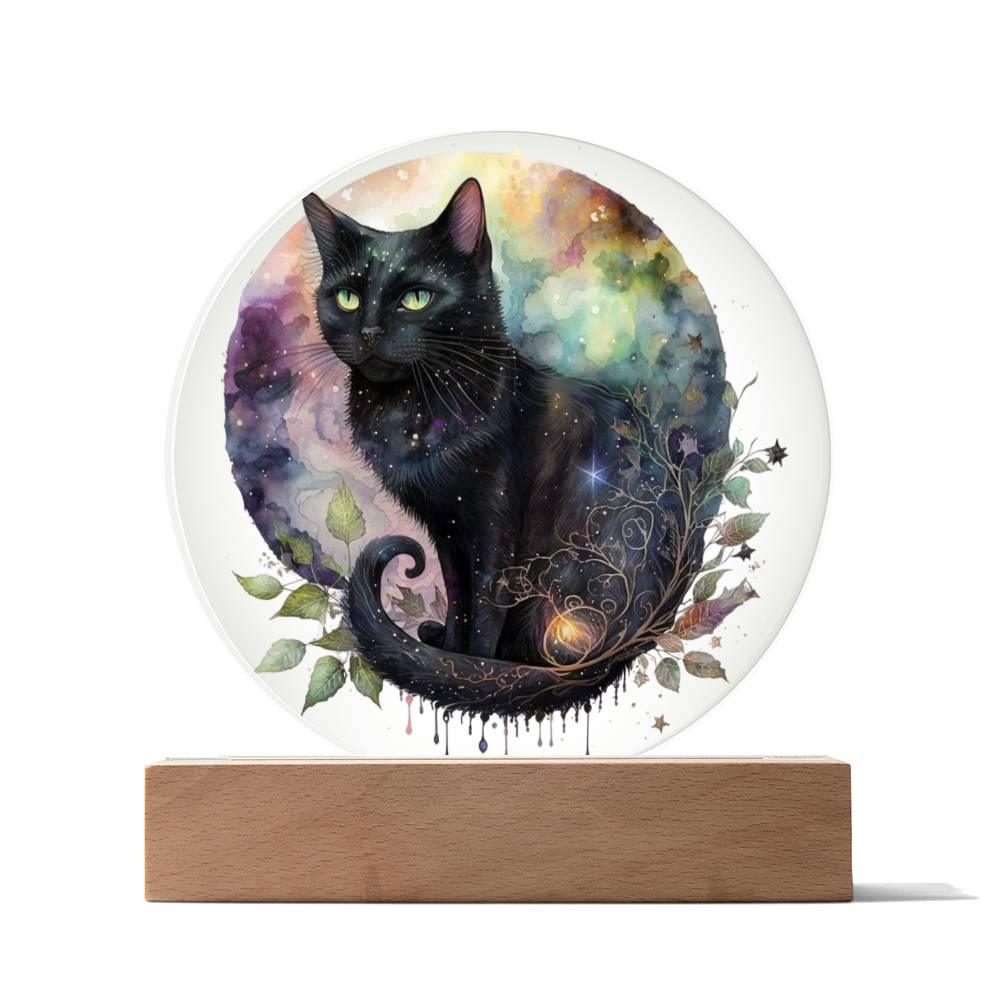 Charming Night Prowler: Black Cat Acrylic Display - Mallard Moon Gift Shop