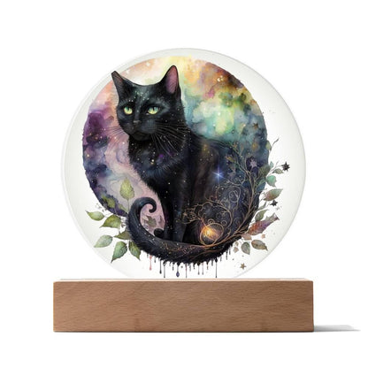 Charming Night Prowler: Black Cat Acrylic Display - Mallard Moon Gift Shop