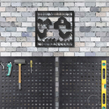 Chicken Coop Custom Monogram Metal Art Wall Sign - Mallard Moon Gift Shop