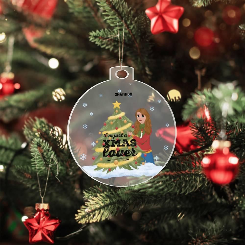 Christmas Tree Lover Personalized Acrylic Keepsake Ornament - Mallard Moon Gift Shop