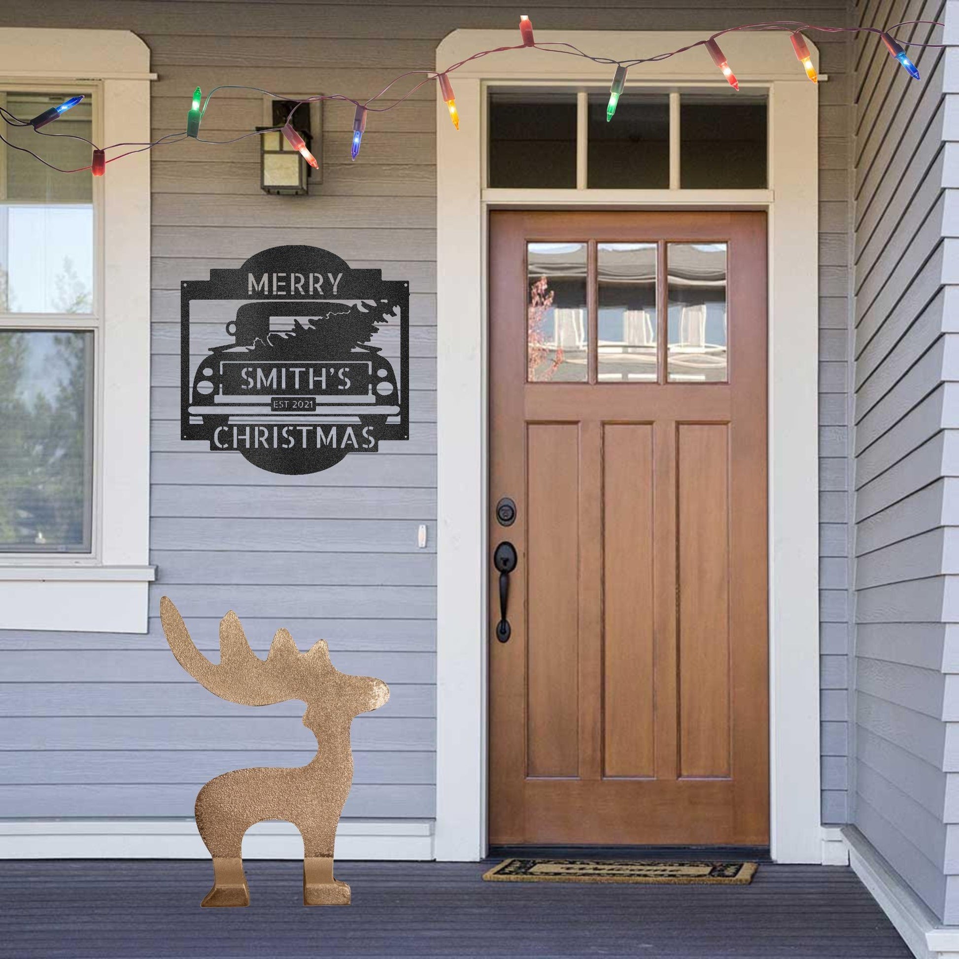 Christmas Truck Personalized Metal Wall Sign Art: Elegantly Crafted in the USA - Mallard Moon Gift Shop