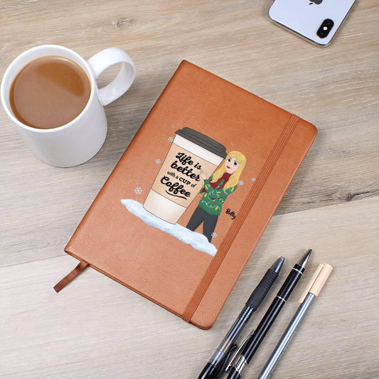Coffee & Chronicles: Personalized Vegan Leather Journal - Mallard Moon Gift Shop