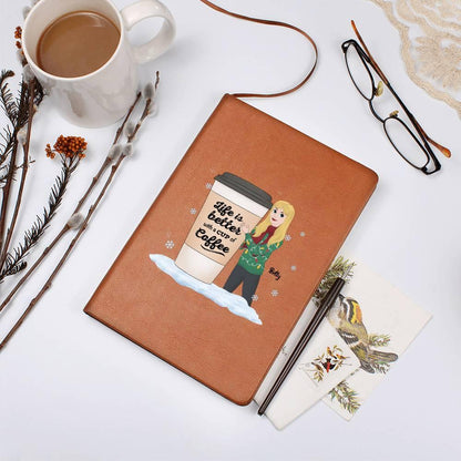 Coffee & Chronicles: Personalized Vegan Leather Journal - Mallard Moon Gift Shop