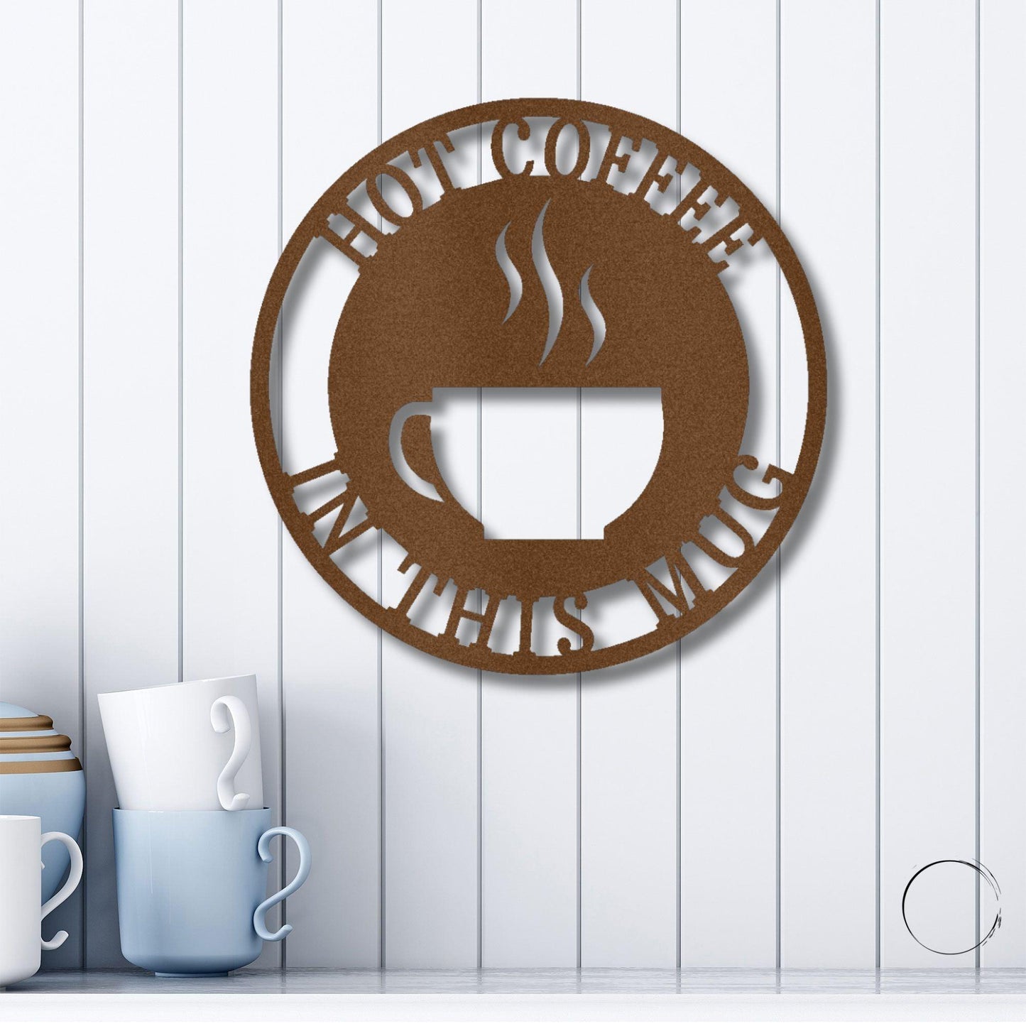 Coffee Cup Monogram Personalized Indoor Outdoor Steel Wall Sign Art - Mallard Moon Gift Shop