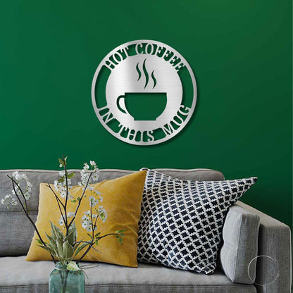 Coffee Cup Monogram Personalized Indoor Outdoor Steel Wall Sign Art - Mallard Moon Gift Shop