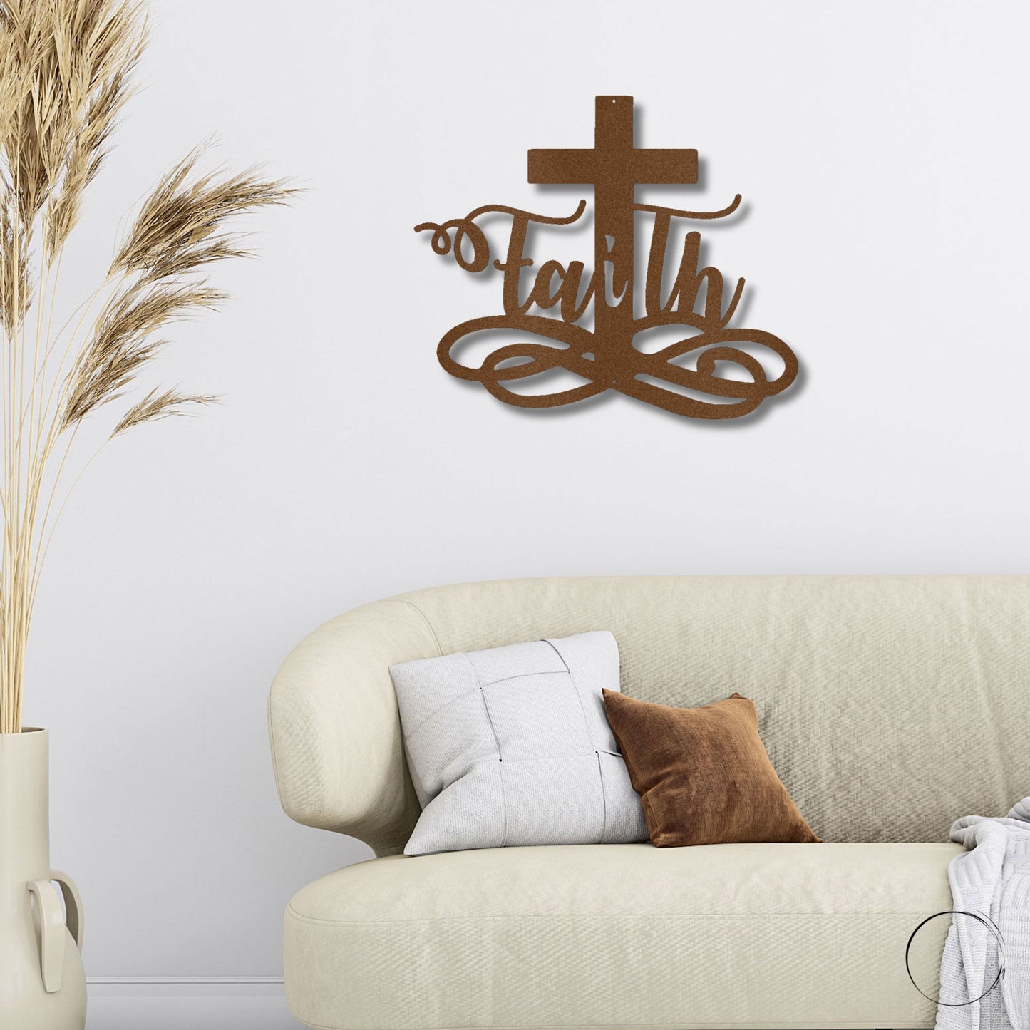 Faith Cross Metal Wall Art Spiritual Home Decor