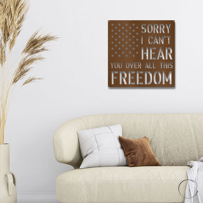 All This Freedom Patriotic Indoor Outdoor Metal Art Wall Sign