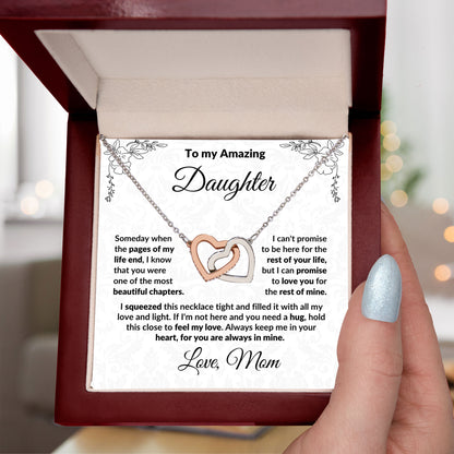 To My Amazing Daughter - I Promise You - Interlocking Hearts Necklace