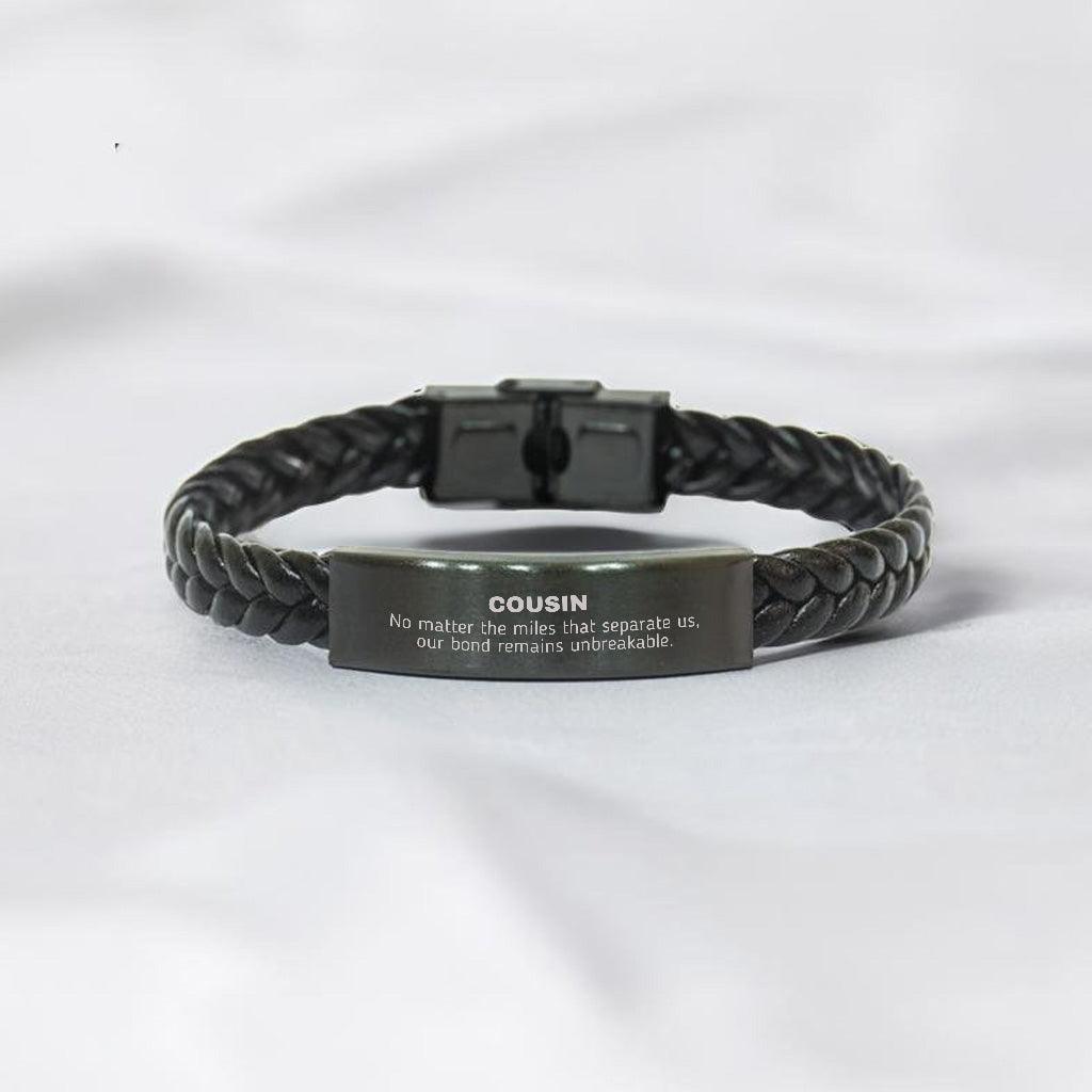 Cousin Long Distance Relationship No matter the miles that separate us, Our Bond Remains Unbreakable Braided Leather Bracelet Birthday Graduation Christmas Unique Gifts - Mallard Moon Gift Shop