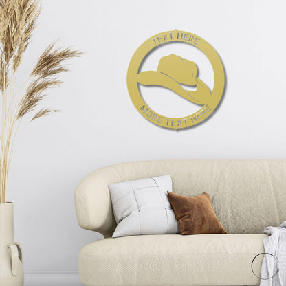 Cowboy Hat Personalized Name Indoor Outdoor Steel Wall Sign Metal Art - Mallard Moon Gift Shop