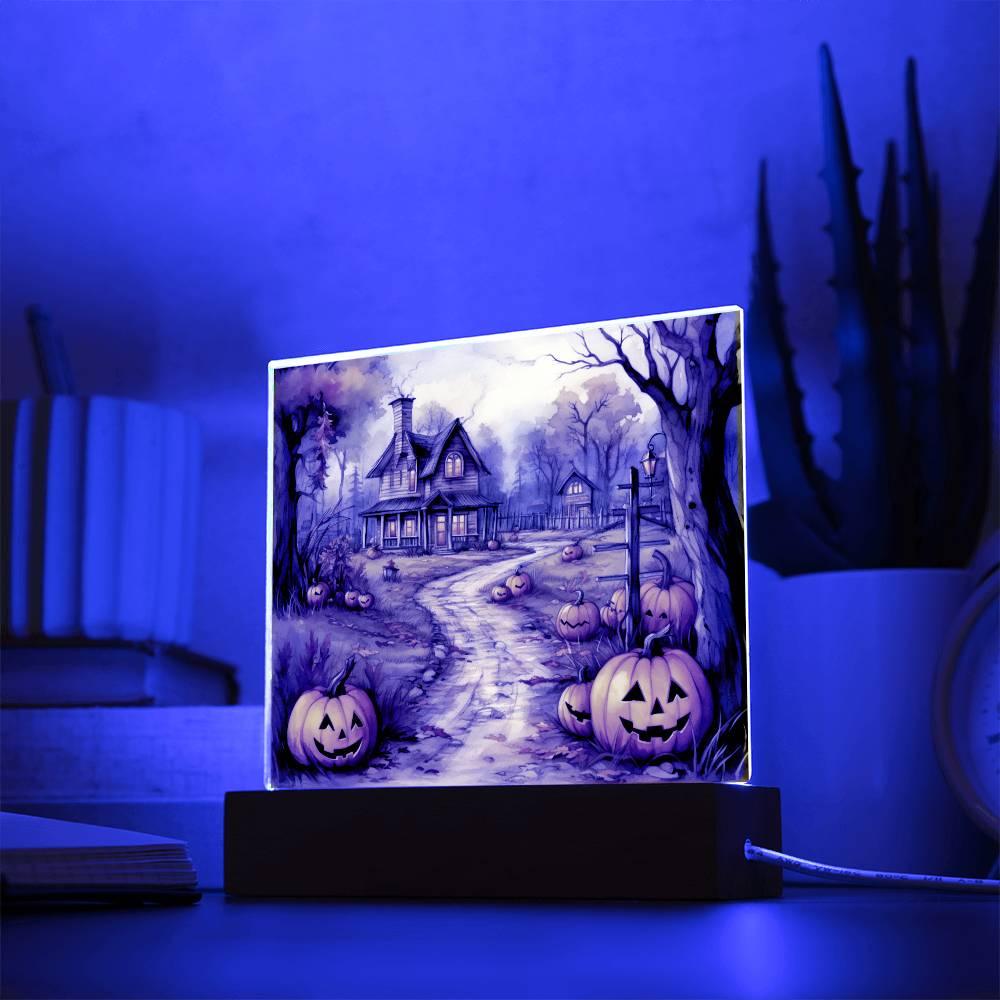 Creepy Halloween Mansion Acrylic Art - Mallard Moon Gift Shop