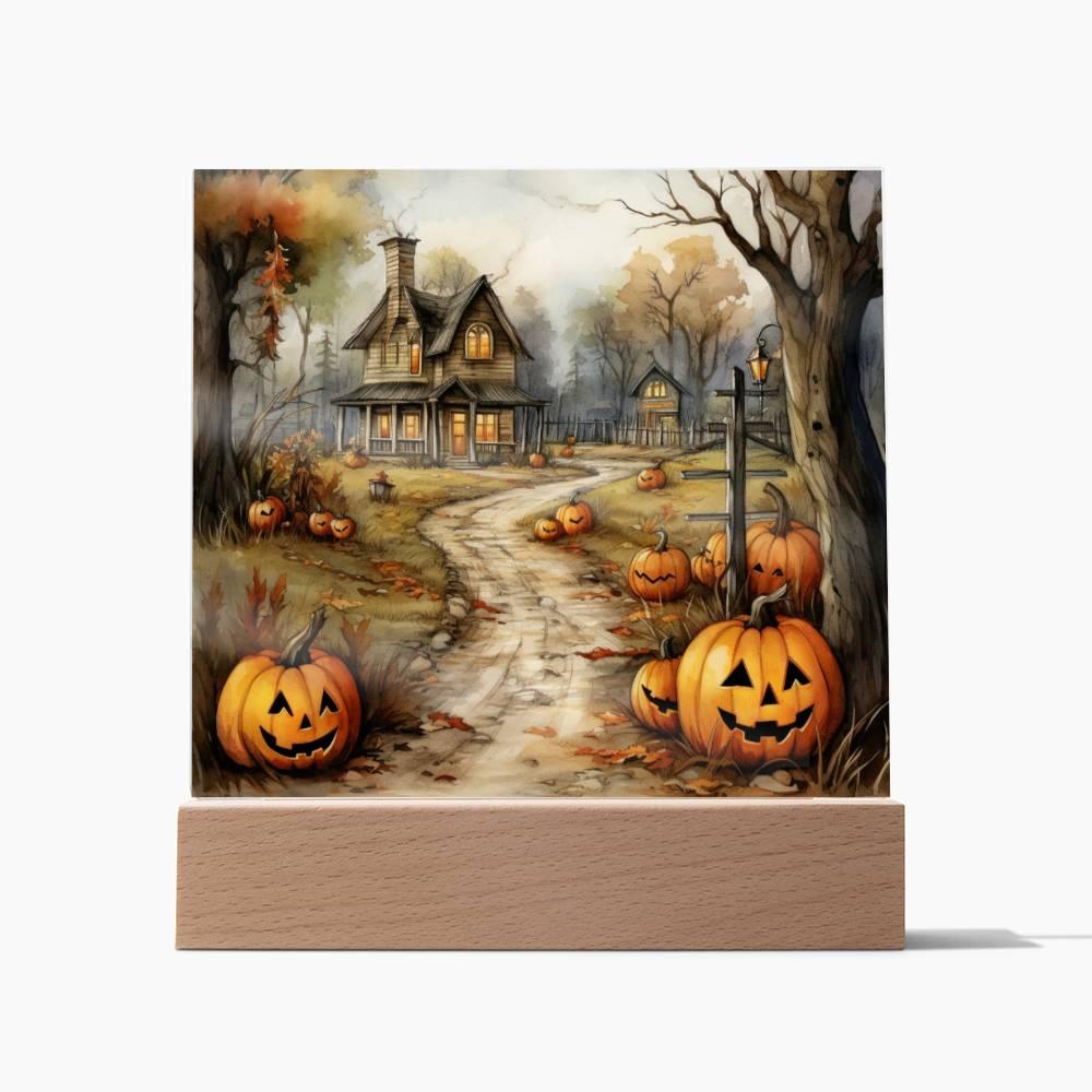 Creepy Halloween Mansion Acrylic Art - Mallard Moon Gift Shop