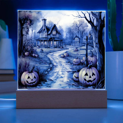 Creepy Halloween Mansion Acrylic Art - Mallard Moon Gift Shop