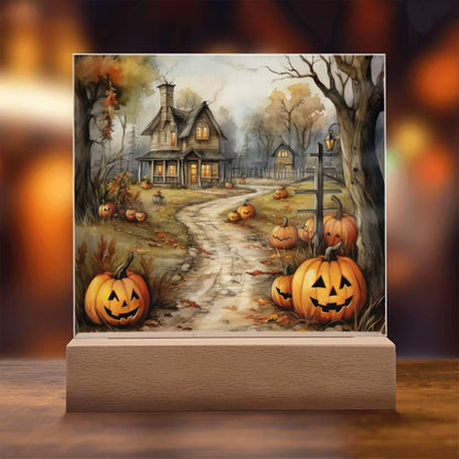 Creepy Halloween Mansion Acrylic Art - Mallard Moon Gift Shop