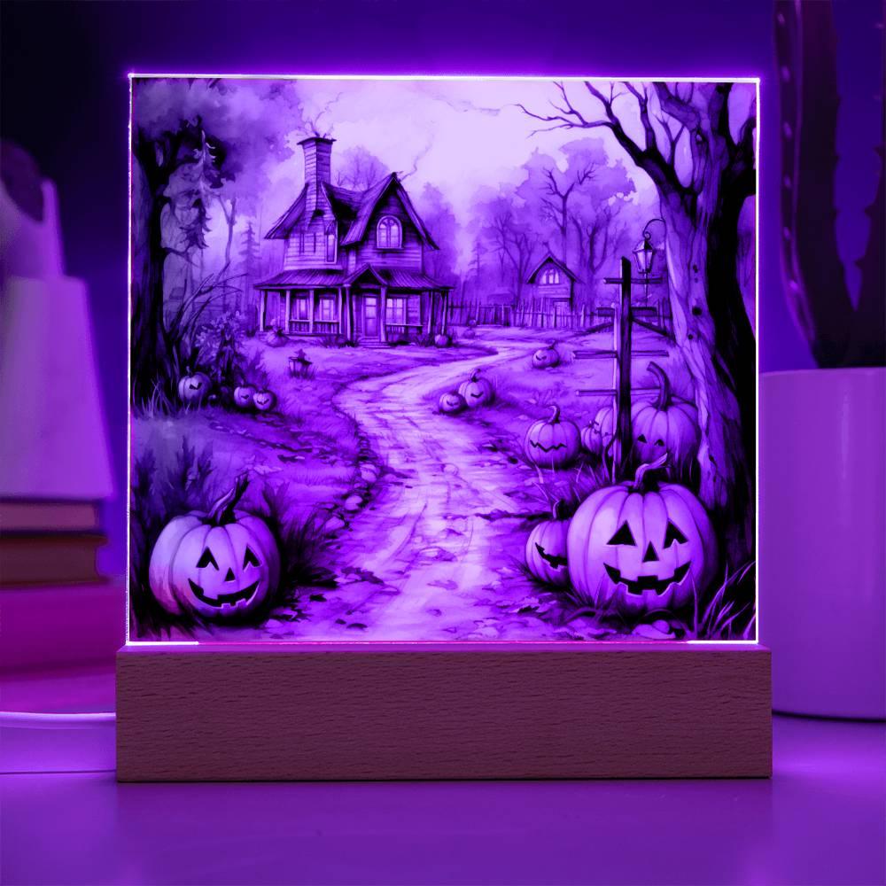 Creepy Halloween Mansion Acrylic Art - Mallard Moon Gift Shop