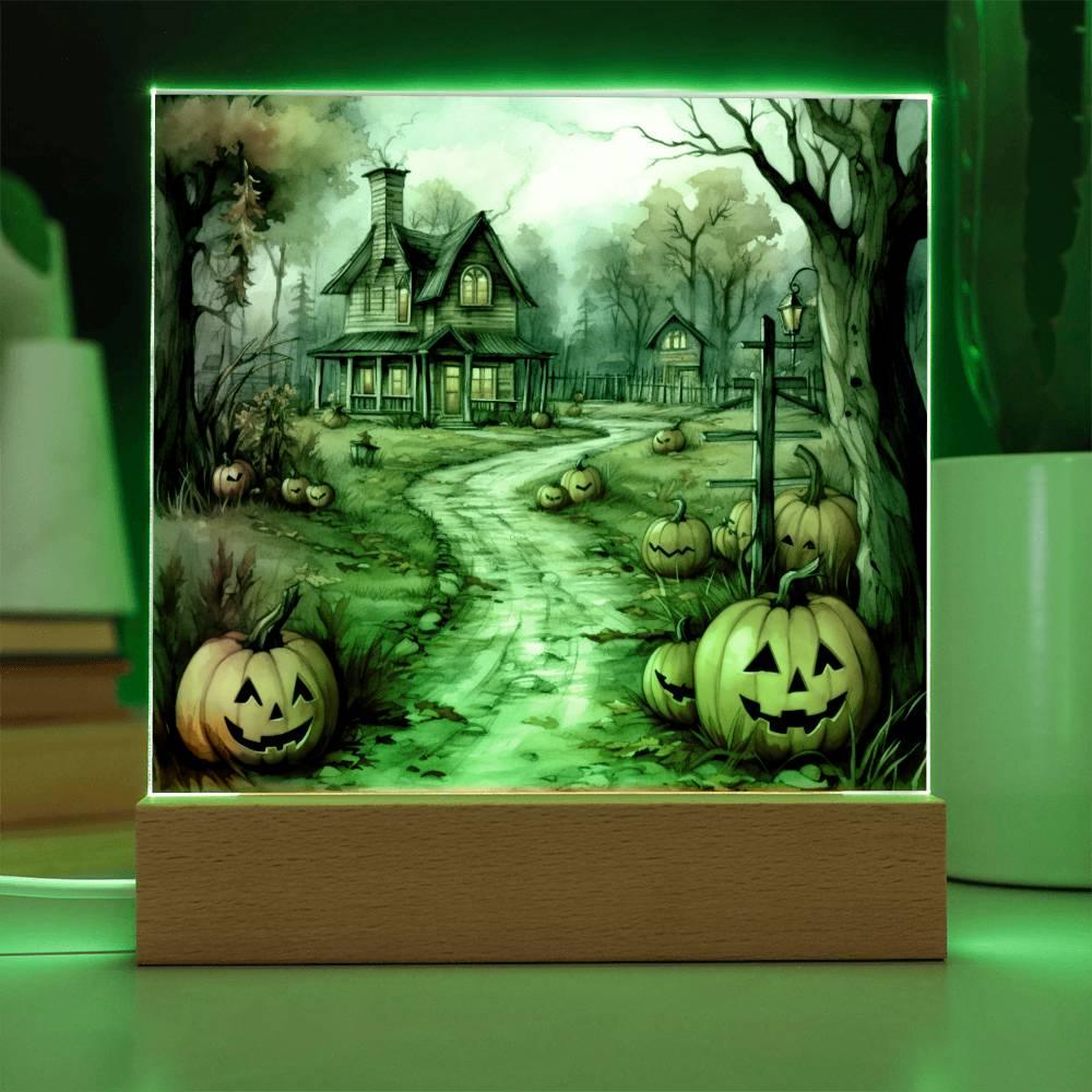 Creepy Halloween Mansion Acrylic Art - Mallard Moon Gift Shop