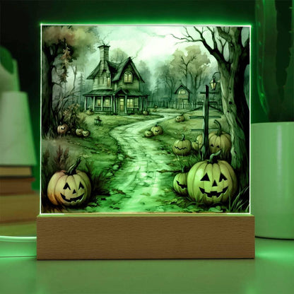 Creepy Halloween Mansion Acrylic Art - Mallard Moon Gift Shop