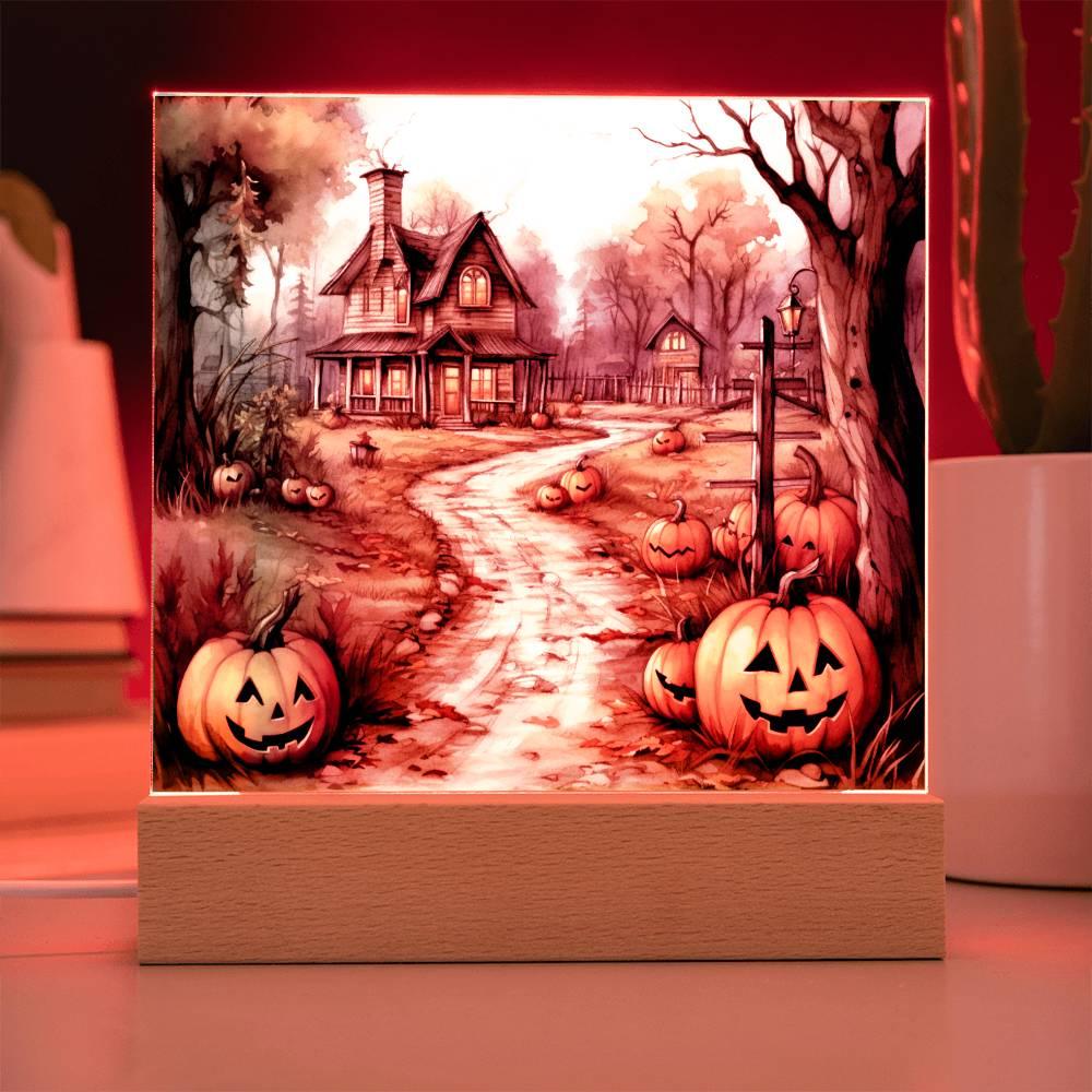 Creepy Halloween Mansion Acrylic Art - Mallard Moon Gift Shop