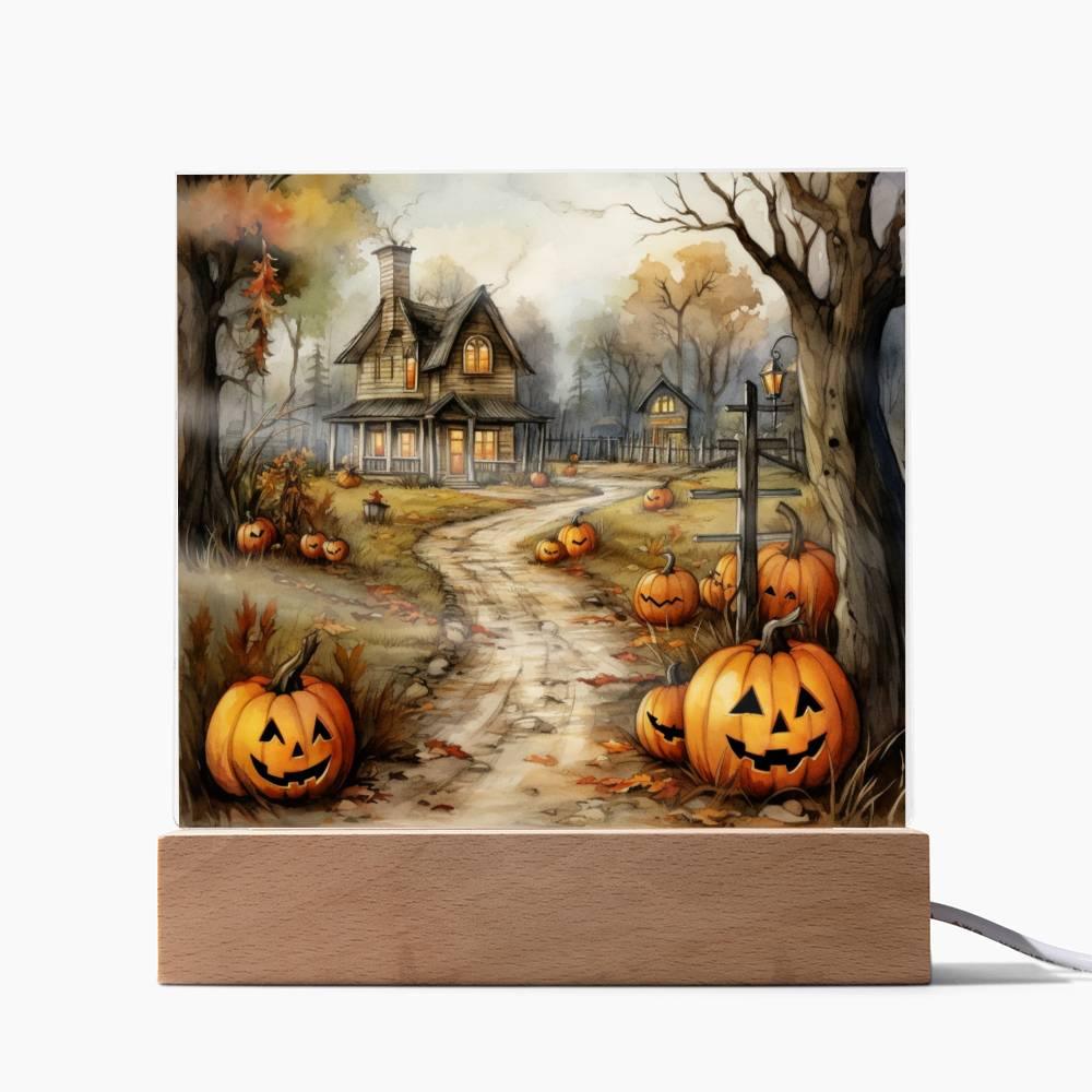 Creepy Halloween Mansion Acrylic Art - Mallard Moon Gift Shop