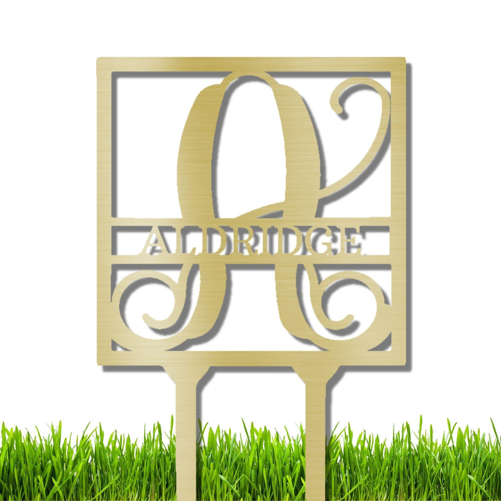 Custom Address Name Initial Square Monogram Steel Yard Garden Lawn Stake - Mallard Moon Gift Shop