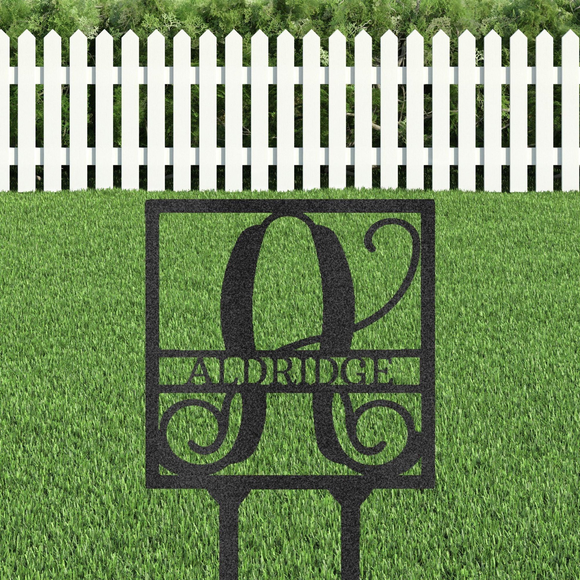 Custom Address Name Initial Square Monogram Steel Yard Garden Lawn Stake - Mallard Moon Gift Shop