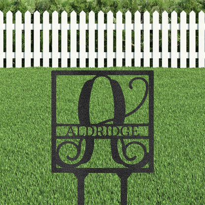 Custom Address Name Initial Square Monogram Steel Yard Garden Lawn Stake - Mallard Moon Gift Shop