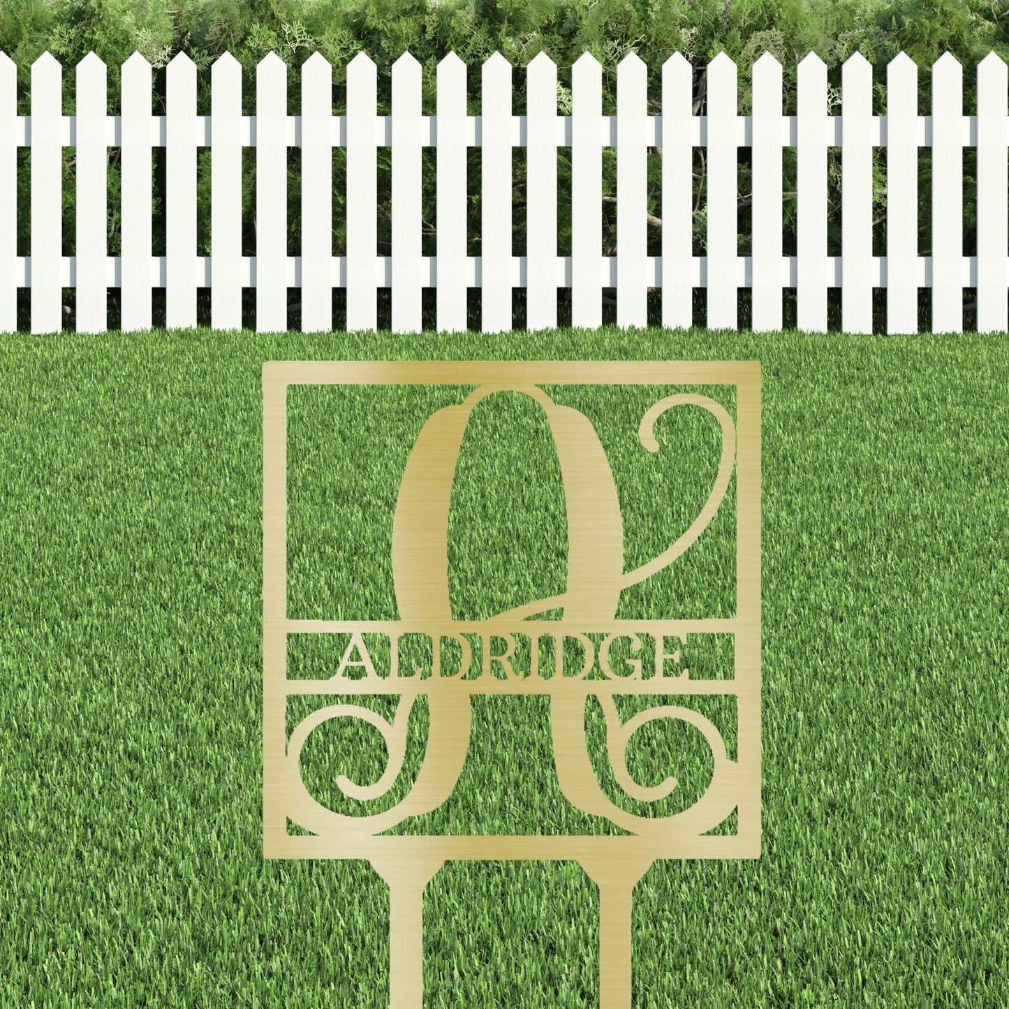 Custom Address Name Initial Square Monogram Steel Yard Garden Lawn Stake - Mallard Moon Gift Shop