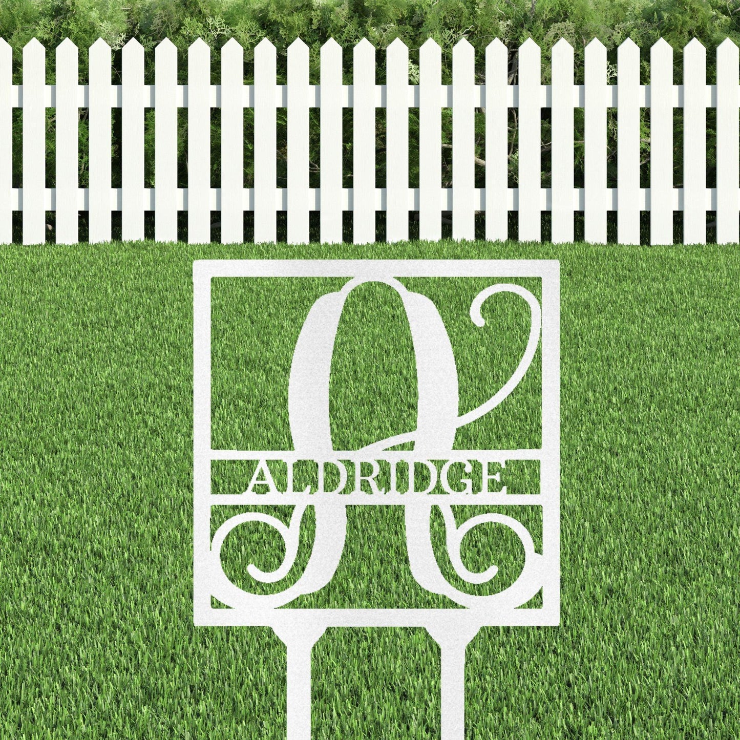 Custom Address Name Initial Square Monogram Steel Yard Garden Lawn Stake - Mallard Moon Gift Shop