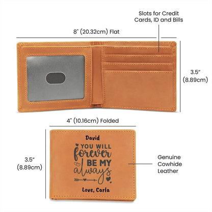 Custom Anniversary Leather Wallet - Mallard Moon Gift Shop