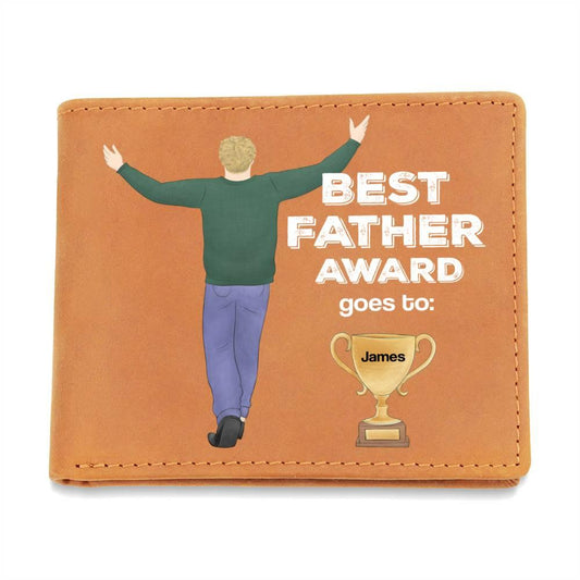 Dad Custom Leather Wallet - Best Father Award - Mallard Moon Gift Shop