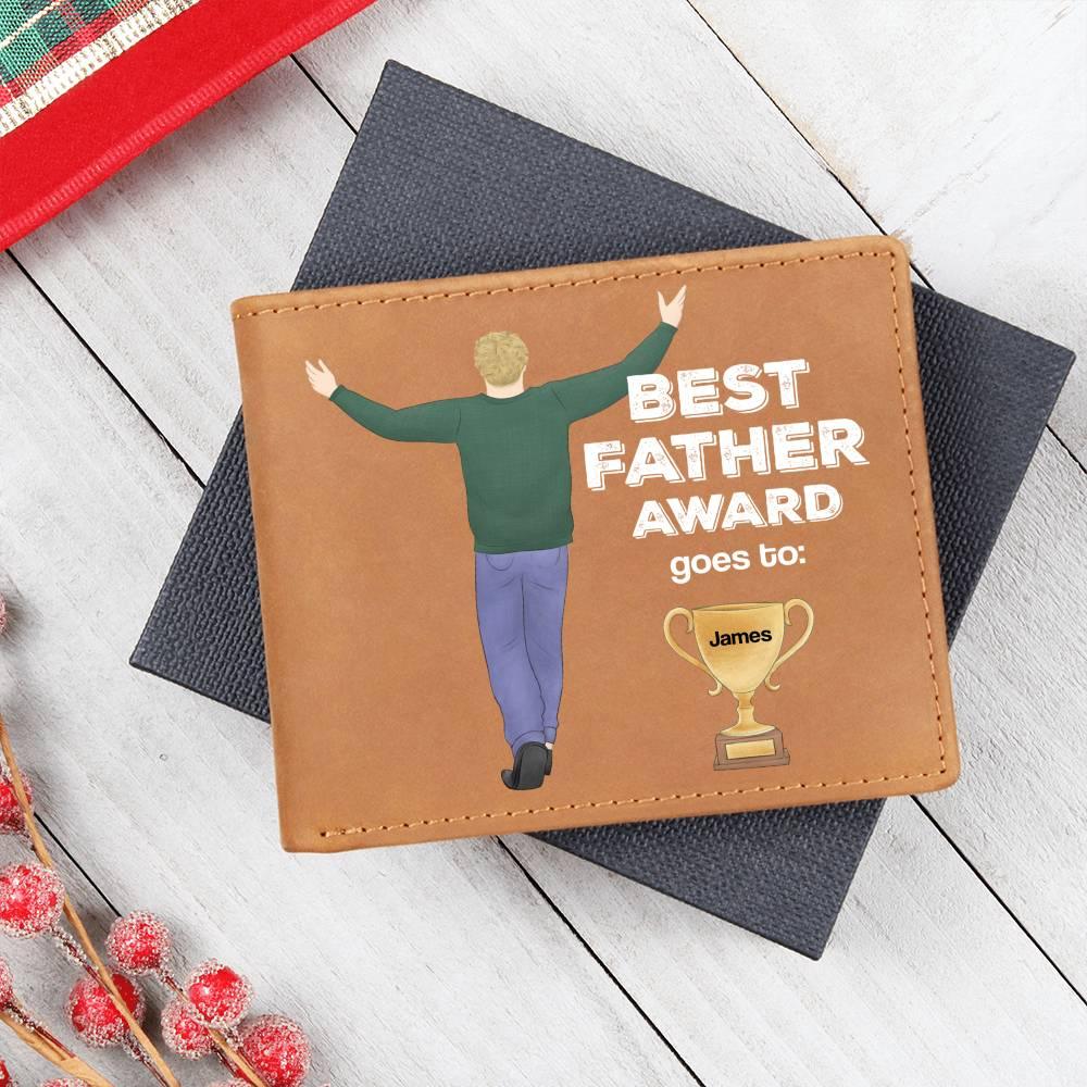 Dad Custom Leather Wallet - Best Father Award - Mallard Moon Gift Shop