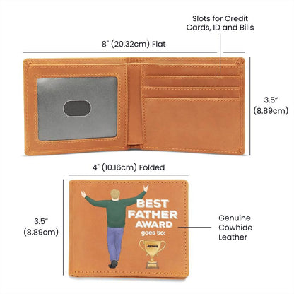 Dad Custom Leather Wallet - Best Father Award - Mallard Moon Gift Shop