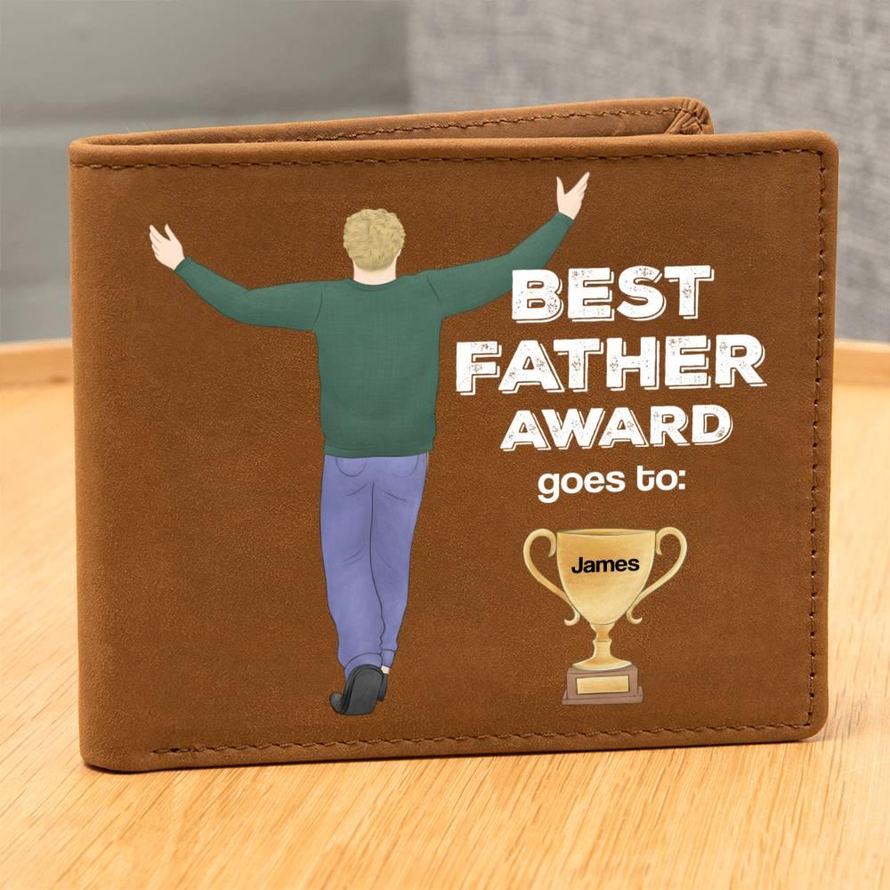 Dad Custom Leather Wallet - Best Father Award - Mallard Moon Gift Shop